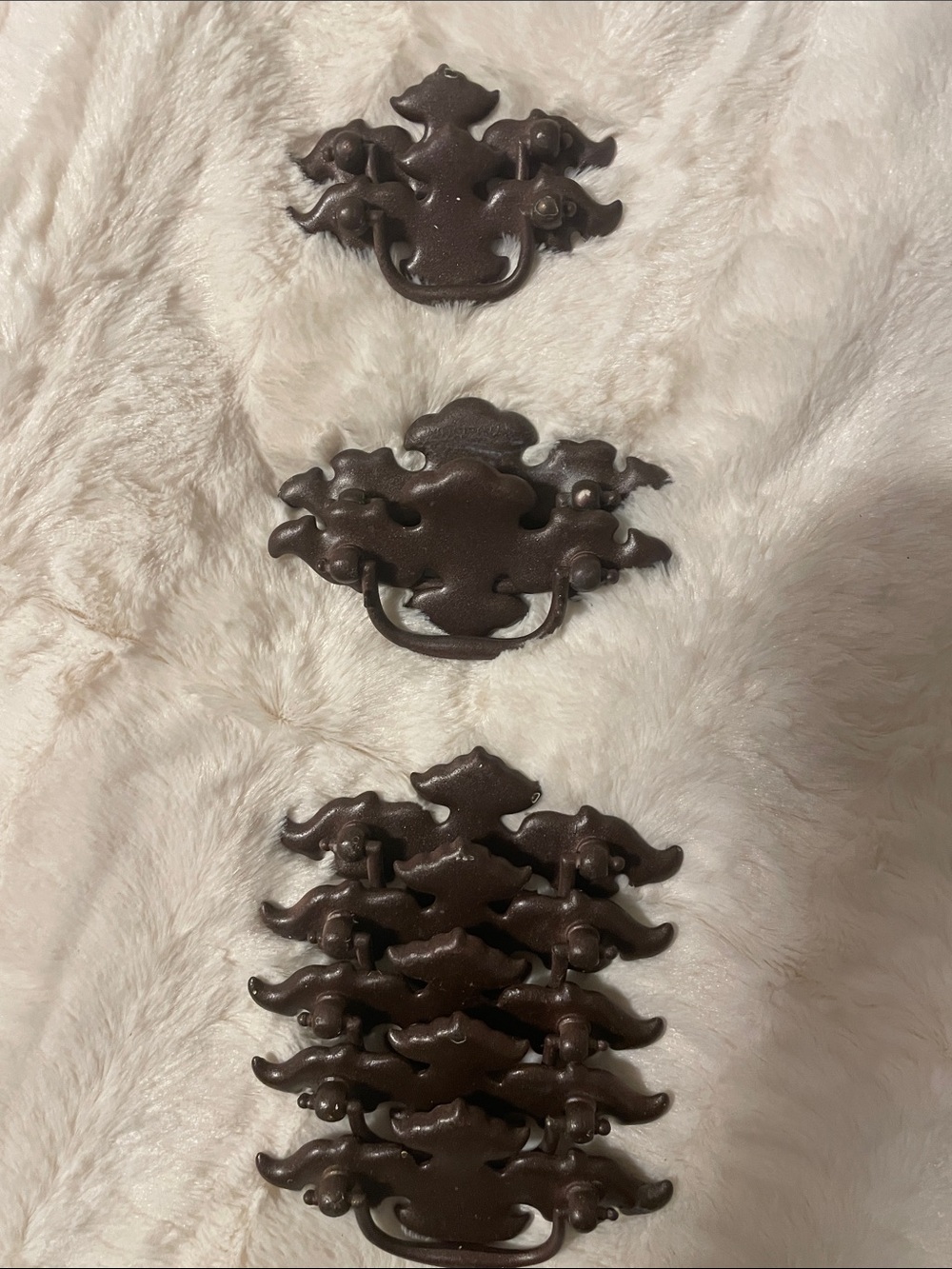 Antique-Style Brown Ornate Metal Drawer Pulls - Set of Decorative Handles